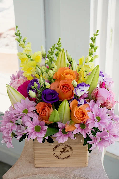 Floretta Flower Box in bright & cheery colours, medium size
