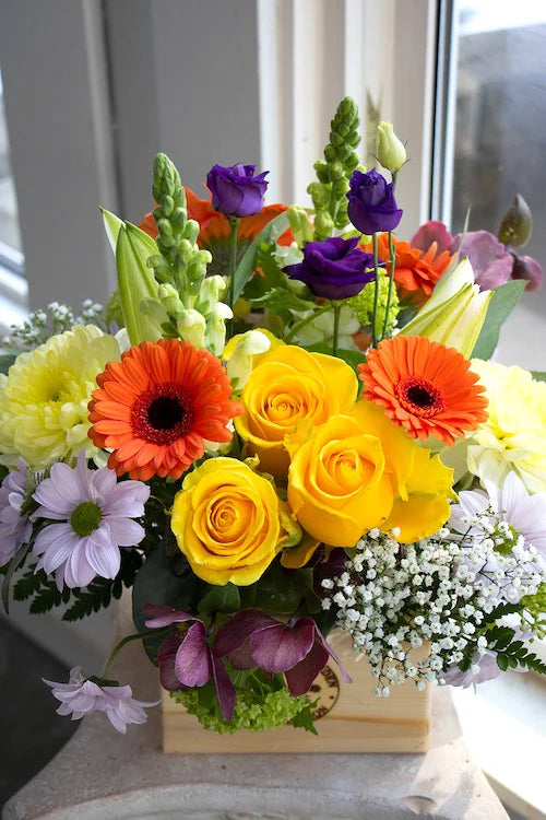 Floretta Flower Box in bright & cheery colours, medium size