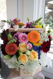 Happy Birthday Flower Basket in bright & cheery colours, large size