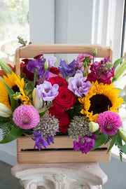 Happy Birthday Flower Basket in bright & cheery colours, large size