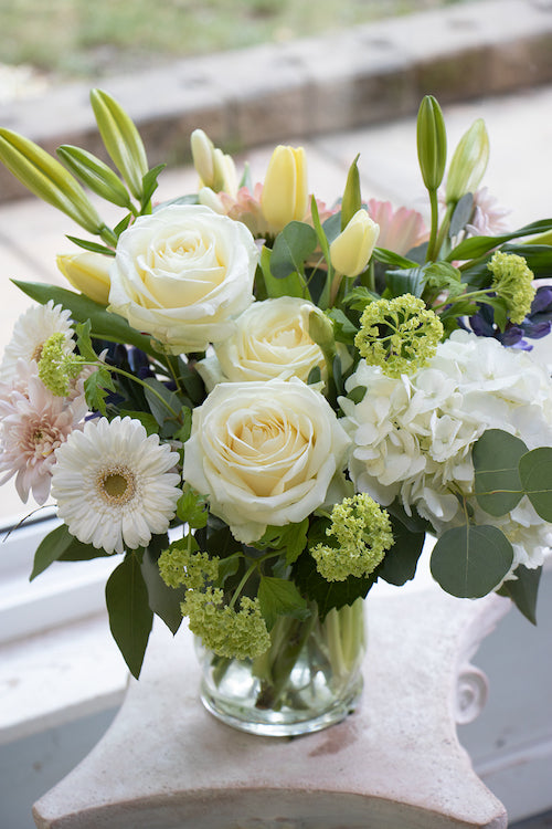 Sympathy Vase Arrangement in pastel colours, standard size